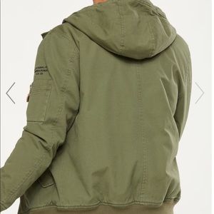 Green bomber military style jacket